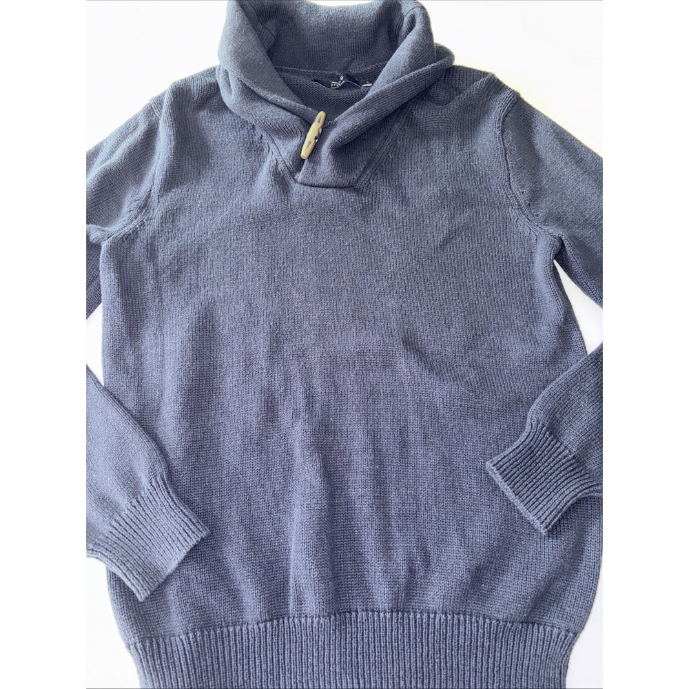 J Crew Sweater Mens S Shawl Collar Preppy Thick Grandpa Toggle E6729 Blue Cotton